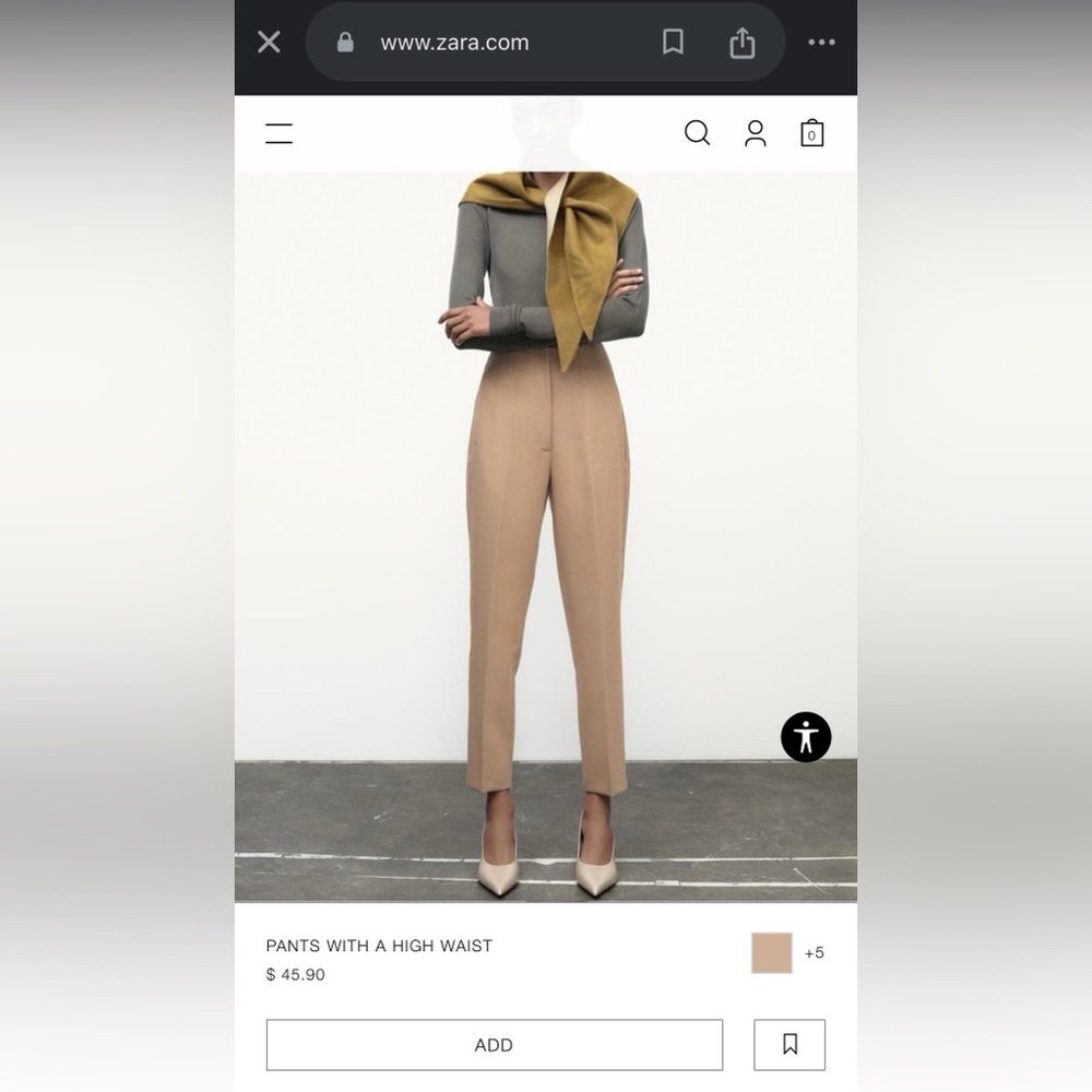 Zara, high-waisted pants, taupe brown, size small